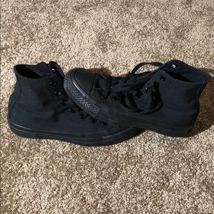 All black slightly used Converse Chuck Taylor